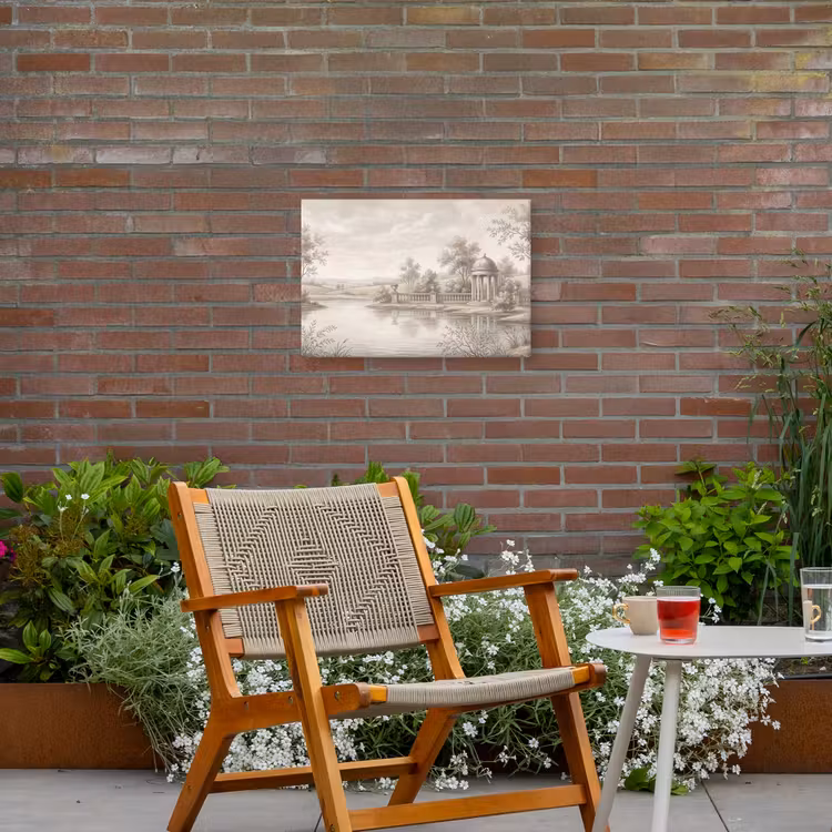 Terras - Water - Natuur - Landschap Tuinposter op houten frame 2 cm dik klein -sfeer3