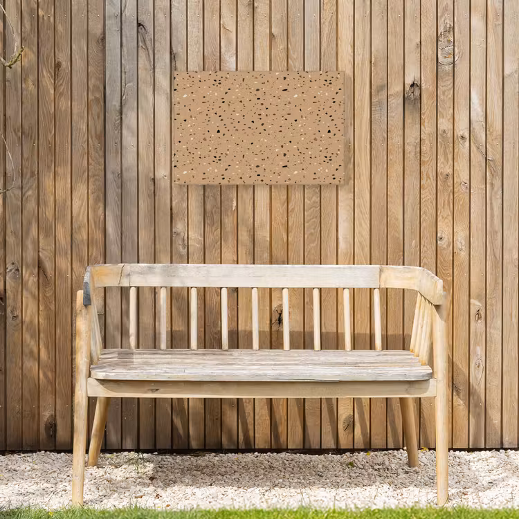 Terrazzo - Patroon - Beige Tuinposter op houten frame 2 cm dik klein 845 -sfeer4
