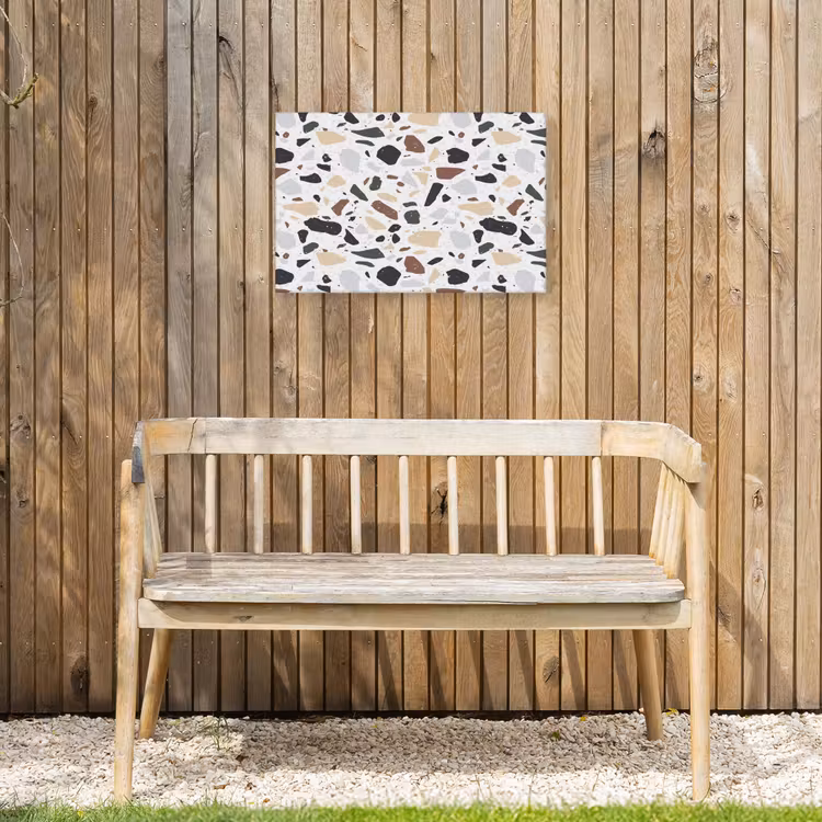 Terrazzo - Patroon - Kleurrijk - Klei Tuinposter op houten frame 2 cm dik klein 845 -sfeer4