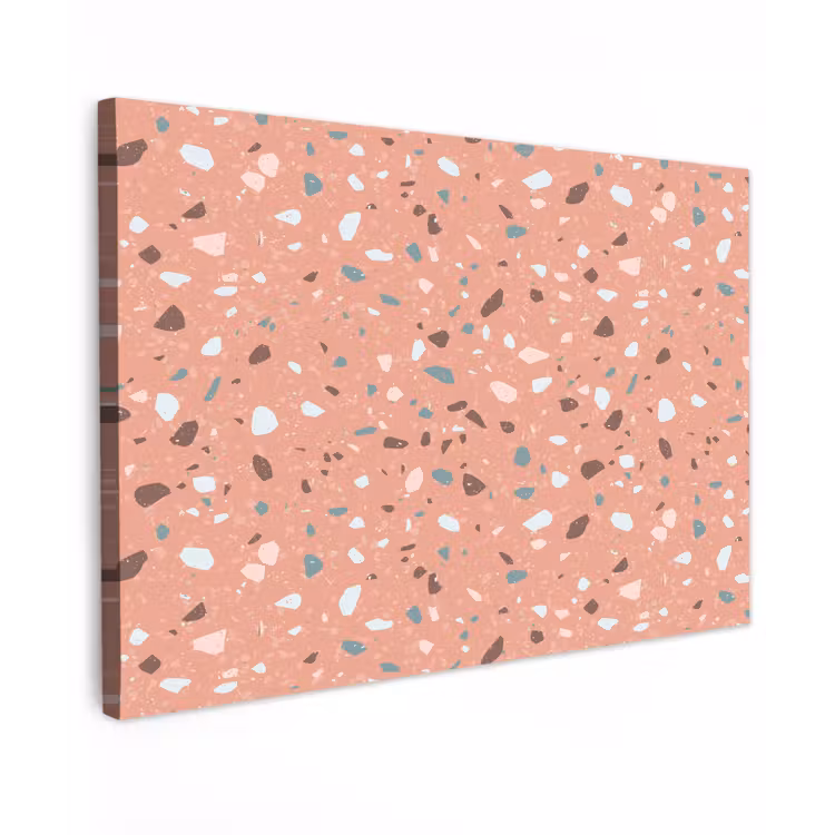 Terrazzo -  Patroon - Kleurrijk - Roze - Blauw Tuinposter op houten frame 2 cm dik klein 845 -3d