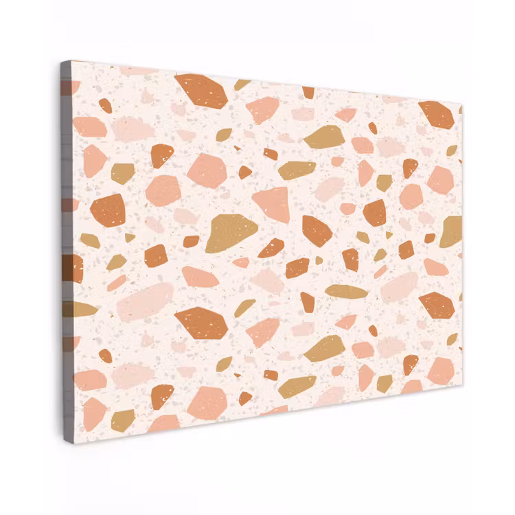 Terrazzo -  Patroon - Kleurrijk - Zalm Tuinposter op houten frame 2 cm dik klein 845 -3d