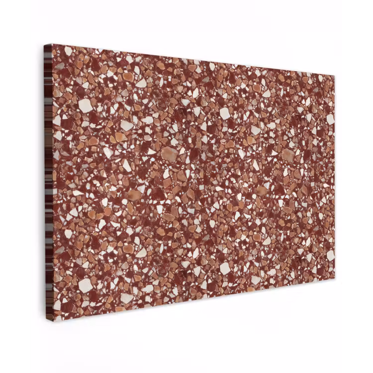 Terrazzo - Patroon - Steentextuur - Roodbruin Tuinposter op houten frame 2 cm dik klein 845 -3d