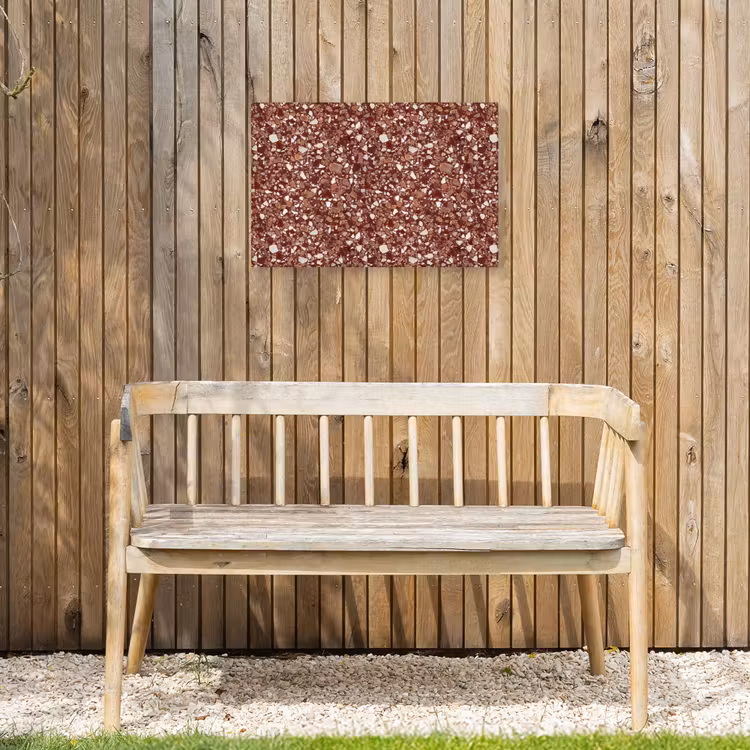 Terrazzo - Patroon - Steentextuur - Roodbruin Tuinposter op houten frame 2 cm dik klein 845 -sfeer4