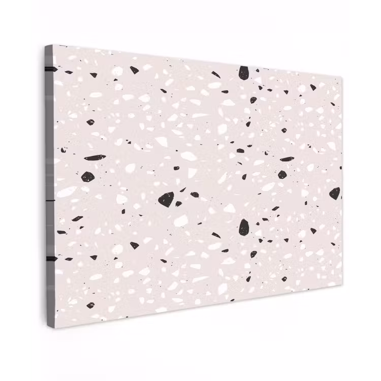 Terrazzo -  Patroon - Zacht - Zwart - Wit Tuinposter op houten frame 2 cm dik klein 845 -3d