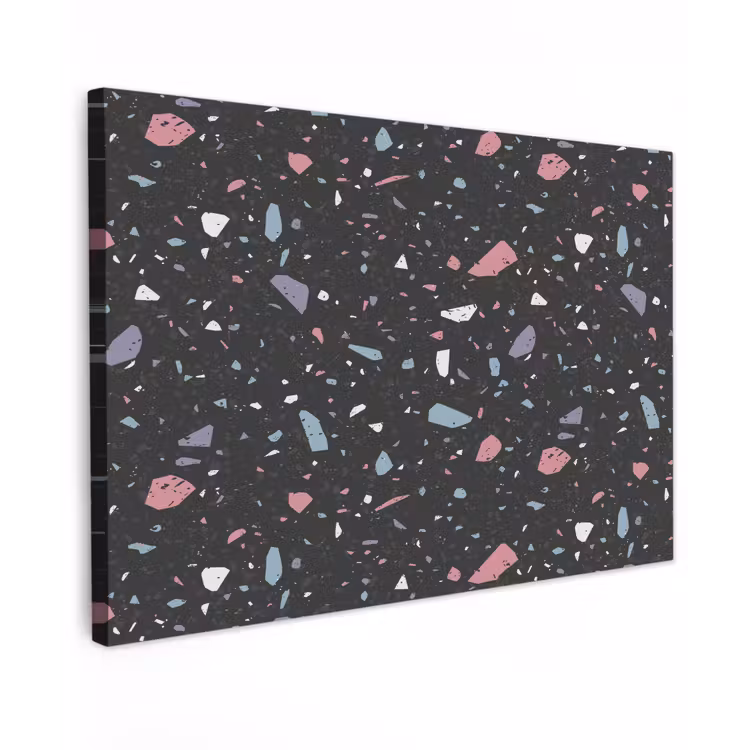 Terrazzo - Patroon - Zwart - Zacht Tuinposter op houten frame 2 cm dik klein 845 -3d