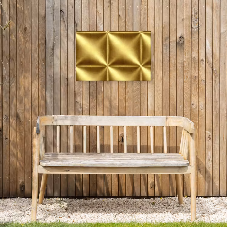 Textuur - Geborsteld Goud - Industrieel - Metallic Tuinposter op houten frame 2 cm dik klein 845 -sfeer4