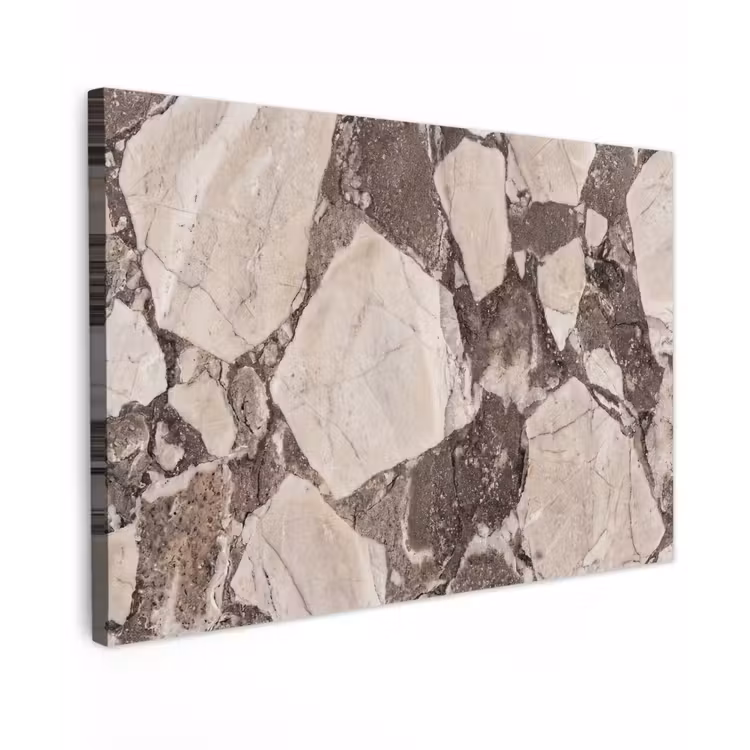 Textuur - Marmer - Abstract - Beige - Bruin Tuinposter op houten frame 2 cm dik klein -3d