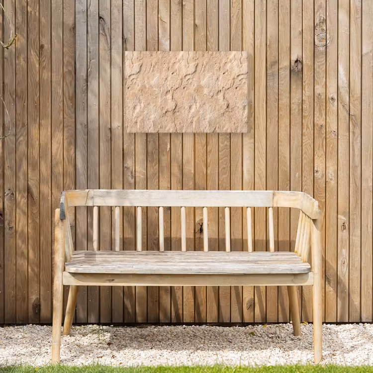 Textuur - Steen - Natuur - Beige Tuinposter op houten frame 2 cm dik klein -sfeer4