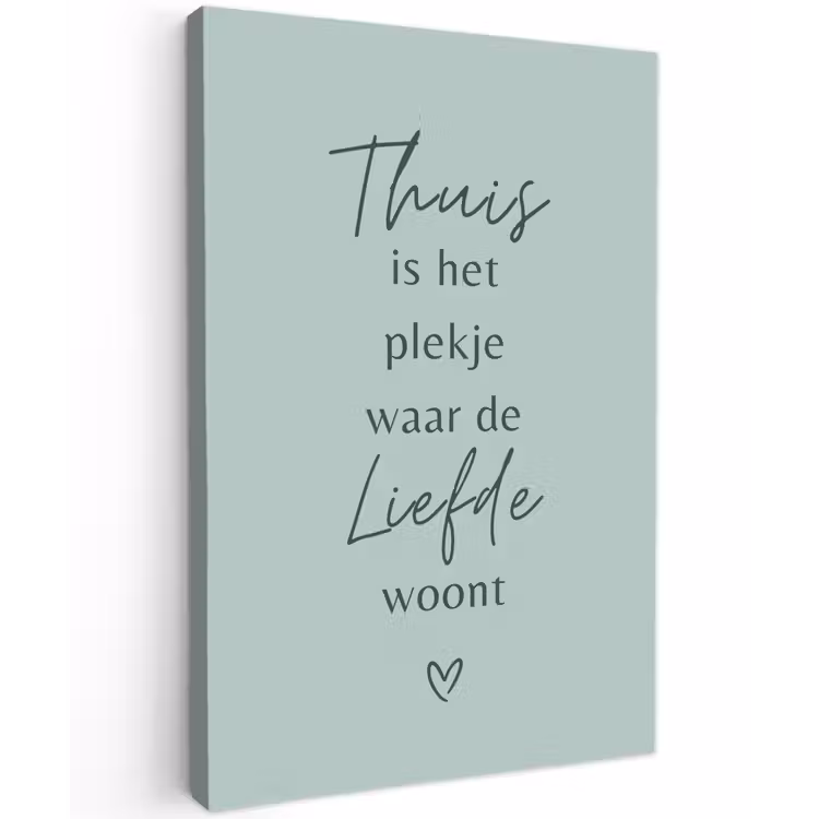 Thuis is het plekje waar de liefde woont Tuinposter op houten frame 2 cm dik klein -3d
