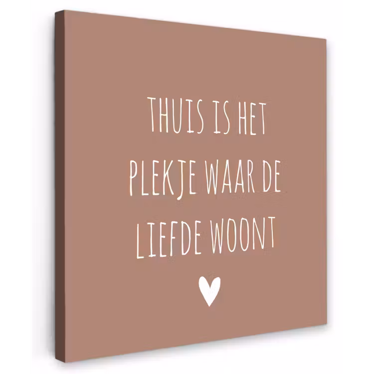 Thuis is het plekje waar de liefde woont - Quotes - Spreuken Tuinposter op houten frame 2 cm dik middel -3d