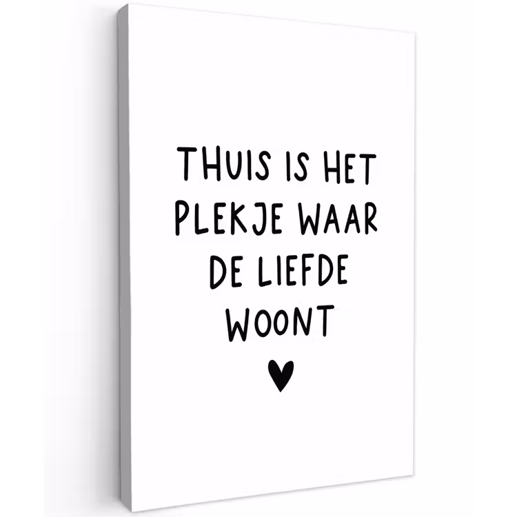 Thuis is het plekje waar de liefde woont - Spreuken - Quotes Tuinposter op houten frame 2 cm dik klein -3d