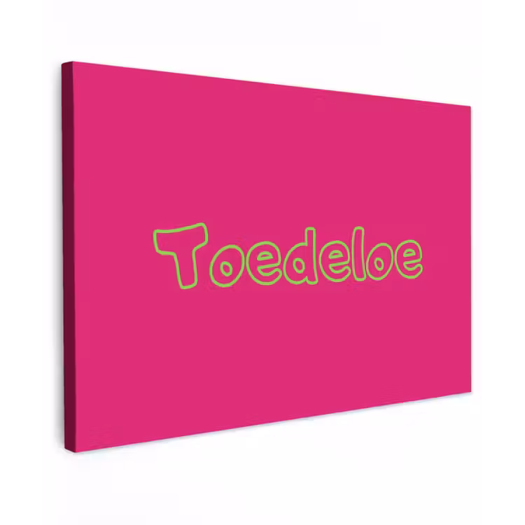 Toedeloe - Groen - Roze Tuinposter op houten frame 2 cm dik klein -3d