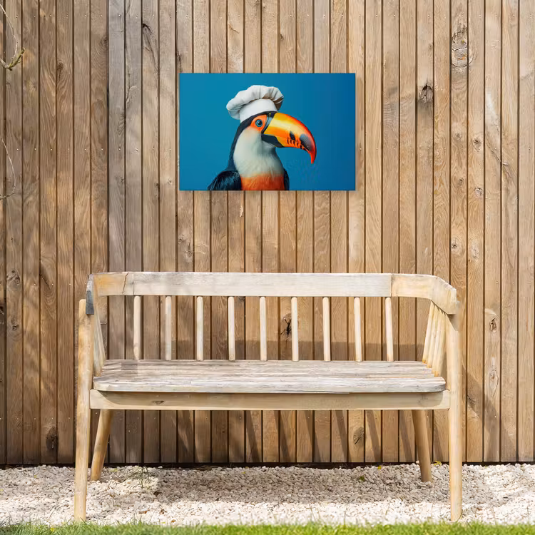 Toekan - Papegaai - Vogel - Koksmuts Tuinposter op houten frame 2 cm dik klein -sfeer4