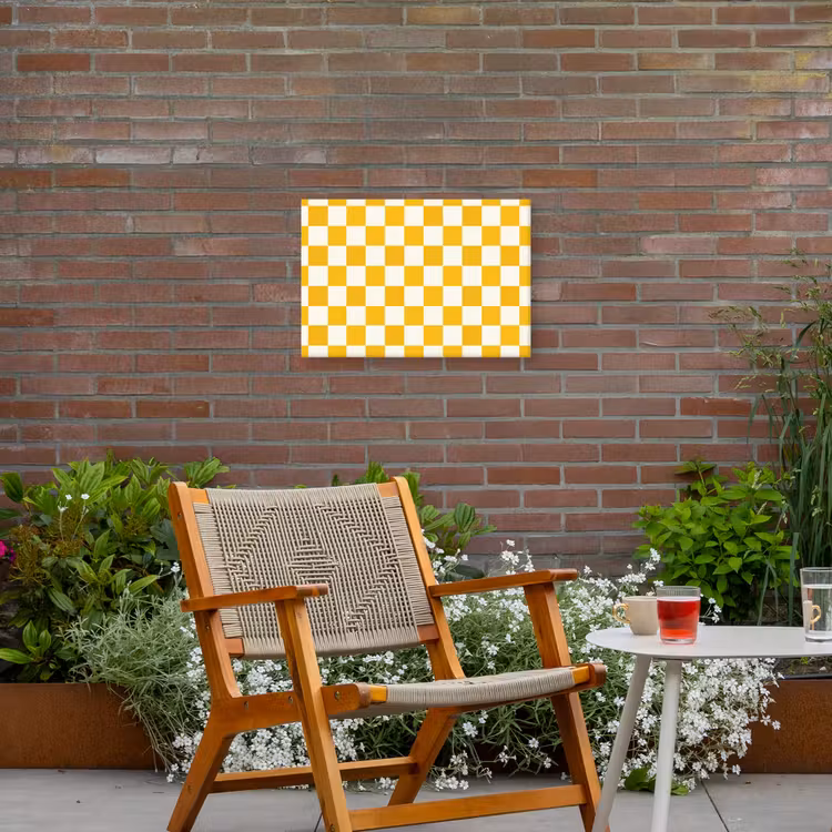 Traditioneel - Patroon - Geel Tuinposter op houten frame 2 cm dik klein 845 -sfeer3