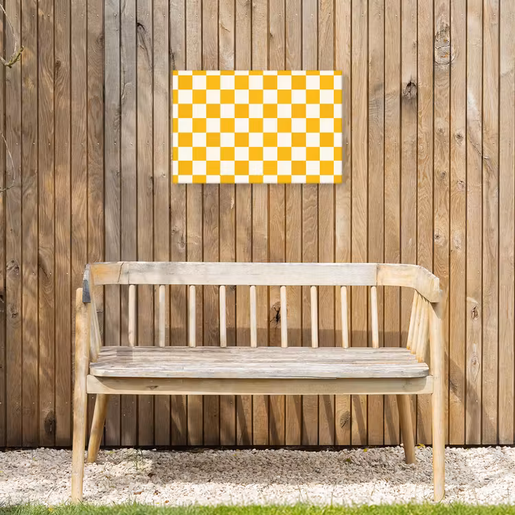 Traditioneel - Patroon - Geel Tuinposter op houten frame 2 cm dik klein 845 -sfeer4