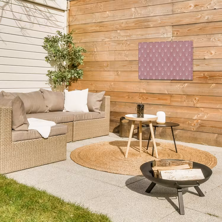 Trendy - Patroon - Roze Tuinposter op houten frame 2 cm dik klein 845 -sfeer2