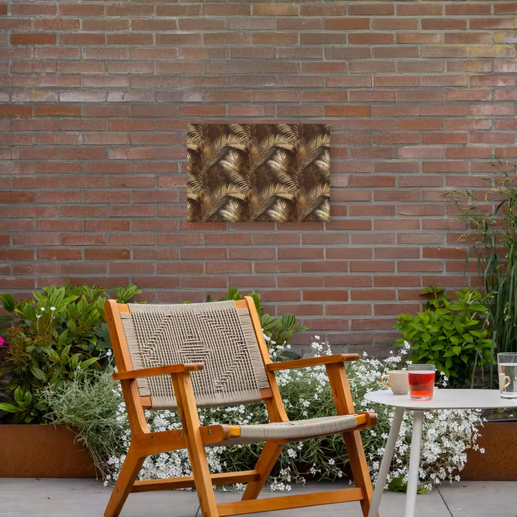 Tropisch - Bladeren - Goud Tuinposter op houten frame 2 cm dik klein 845 -sfeer3
