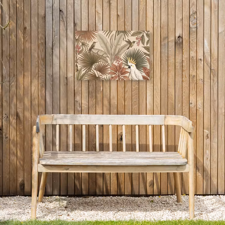 Tropisch - Vogels - Beige Tuinposter op houten frame 2 cm dik klein -sfeer4