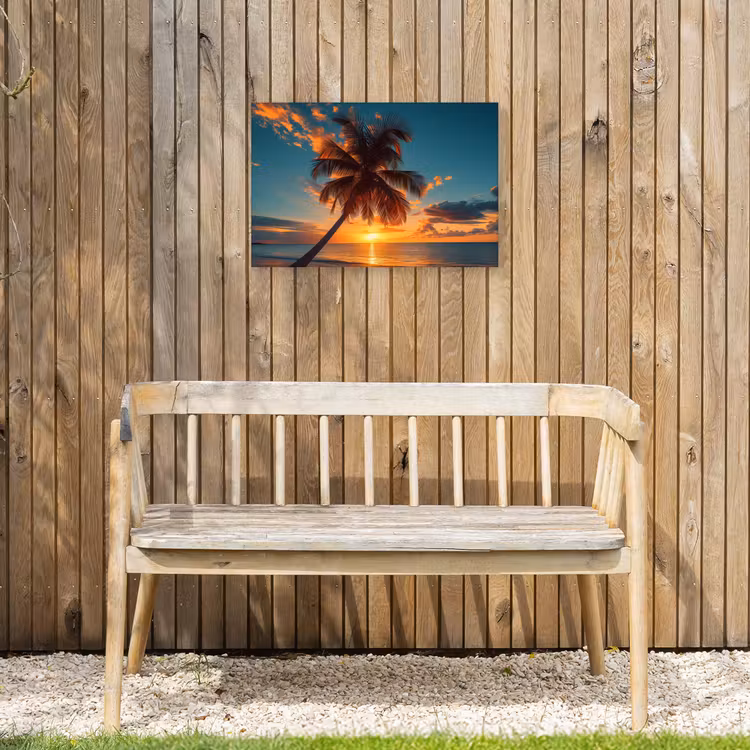 Tropische Droomzonsondergang Tuinposter op houten frame 2 cm dik klein -sfeer4