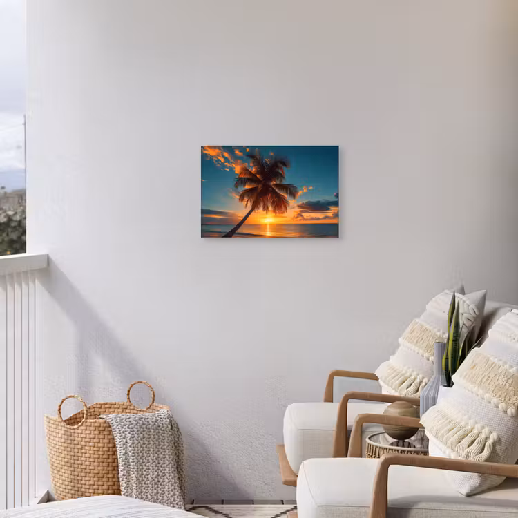 Tropische Droomzonsondergang Tuinposter op houten frame 2 cm dik klein -sfeer1
