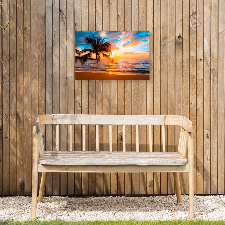 Tropische Zonsondergang aan Zee Tuinposter op houten frame 2 cm dik klein -sfeer4