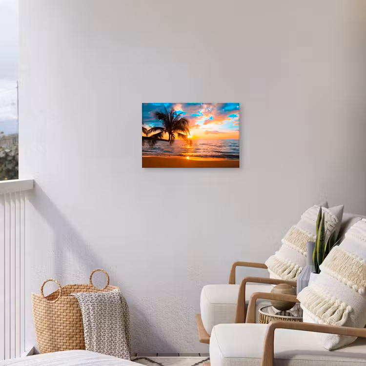 Tropische Zonsondergang aan Zee Tuinposter op houten frame 2 cm dik klein -sfeer1