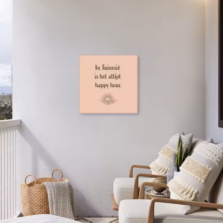 Tuin - Roze - Quote - Zon Tuinposter op houten frame 2 cm dik middel -sfeer1