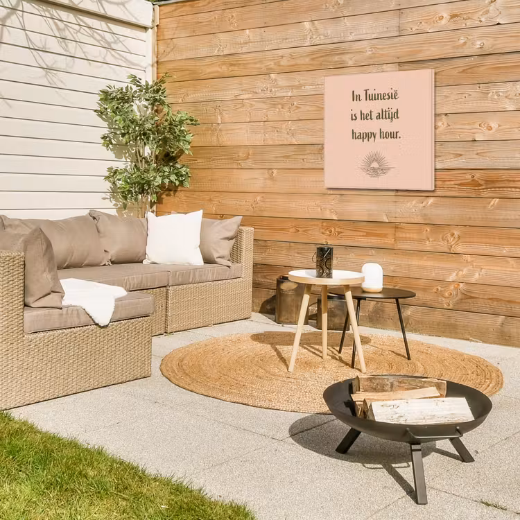 Tuin - Roze - Quote - Zon Tuinposter op houten frame 2 cm dik middel -sfeer2