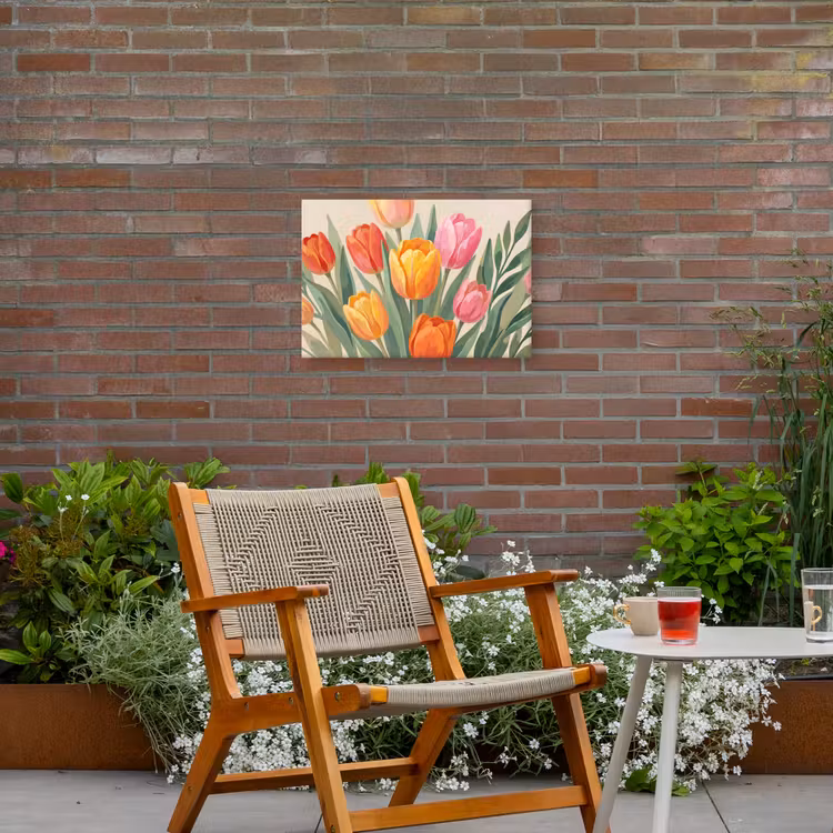 Tulpen - Abstract - Kleurrijk Tuinposter op houten frame 2 cm dik klein -sfeer3