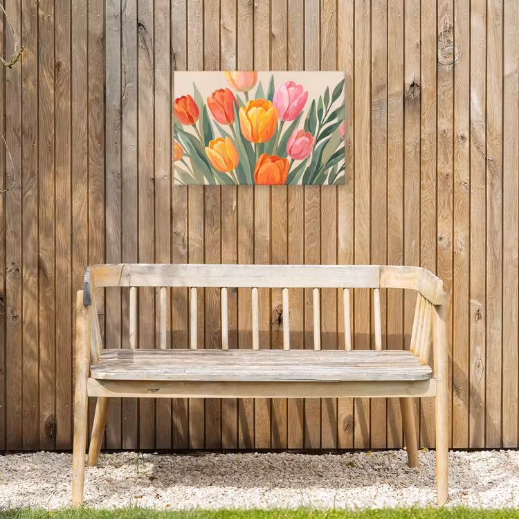 Tulpen - Abstract - Kleurrijk Tuinposter op houten frame 2 cm dik klein -sfeer4