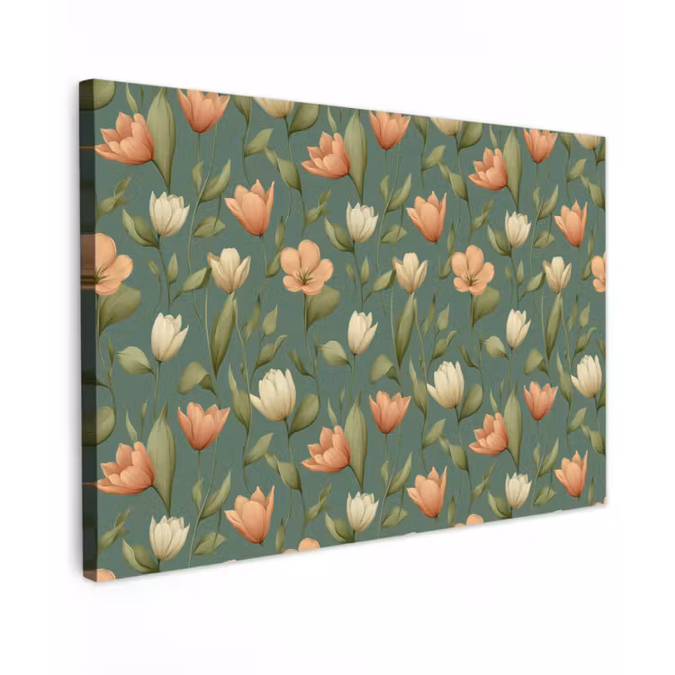 Tulpen - Botanisch - Groen Tuinposter op houten frame 2 cm dik klein 845 -3d