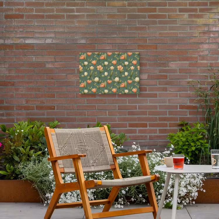 Tulpen - Botanisch - Groen Tuinposter op houten frame 2 cm dik klein 845 -sfeer3