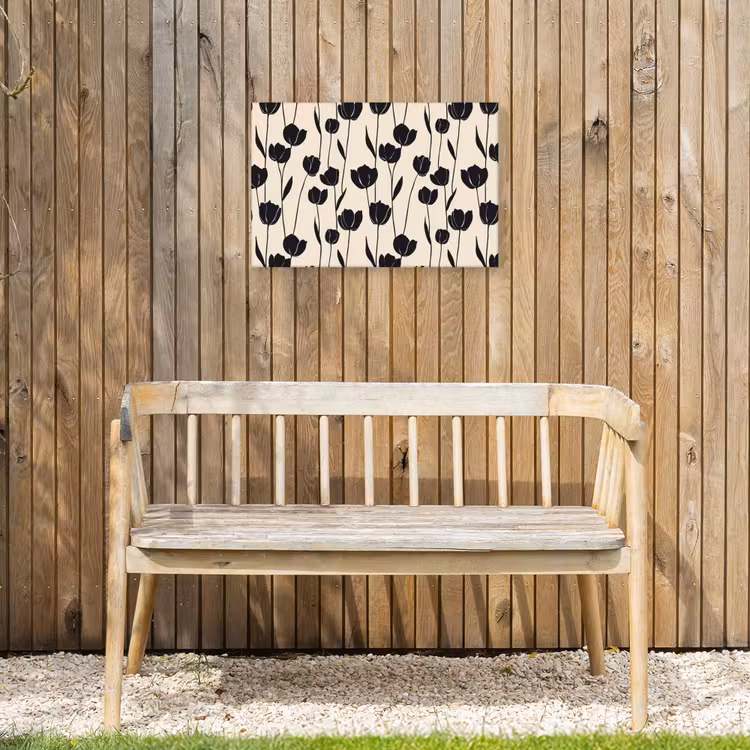 Tulpen - Patroon - Zwart Tuinposter op houten frame 2 cm dik klein 845 -sfeer4