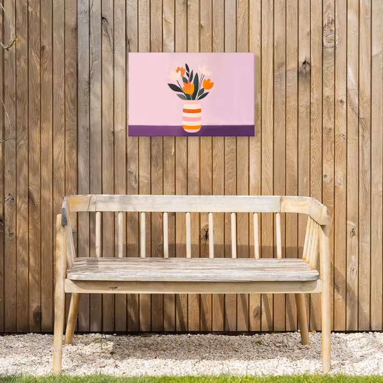 Tulpen - Vaas - Strepen - Paars Tuinposter op houten frame 2 cm dik klein -sfeer4