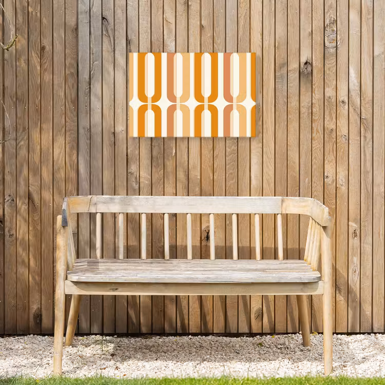 U-vorm - Retro - Oranje Tuinposter op houten frame 2 cm dik klein 845 -sfeer4