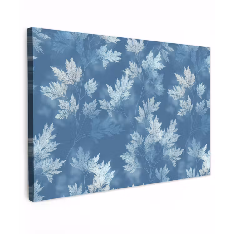 Varen - Botanisch - Patroon - Grijsblauw Tuinposter op houten frame 2 cm dik klein 845 -3d