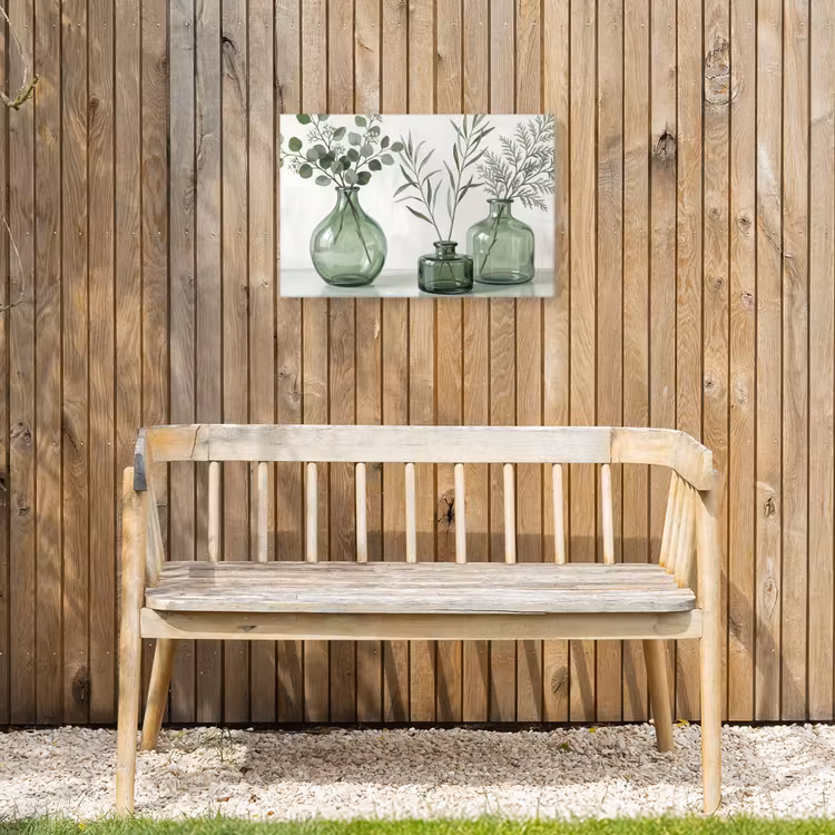 Vazen - Bladeren - Groen Tuinposter op houten frame 2 cm dik klein -sfeer4