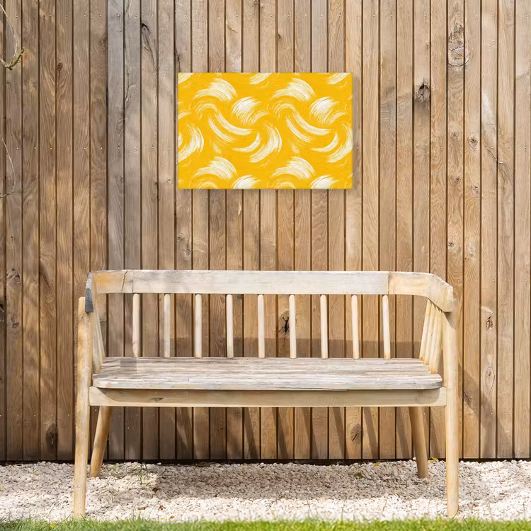 Verfstreken - Abstract - Dynamisch - Geel Tuinposter op houten frame 2 cm dik klein 845 -sfeer4