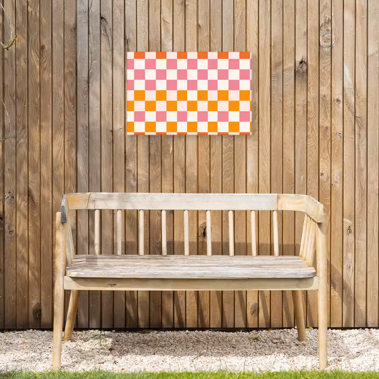 Vierkant - Patroon - Oranje Tuinposter op houten frame 2 cm dik klein 845 -sfeer4