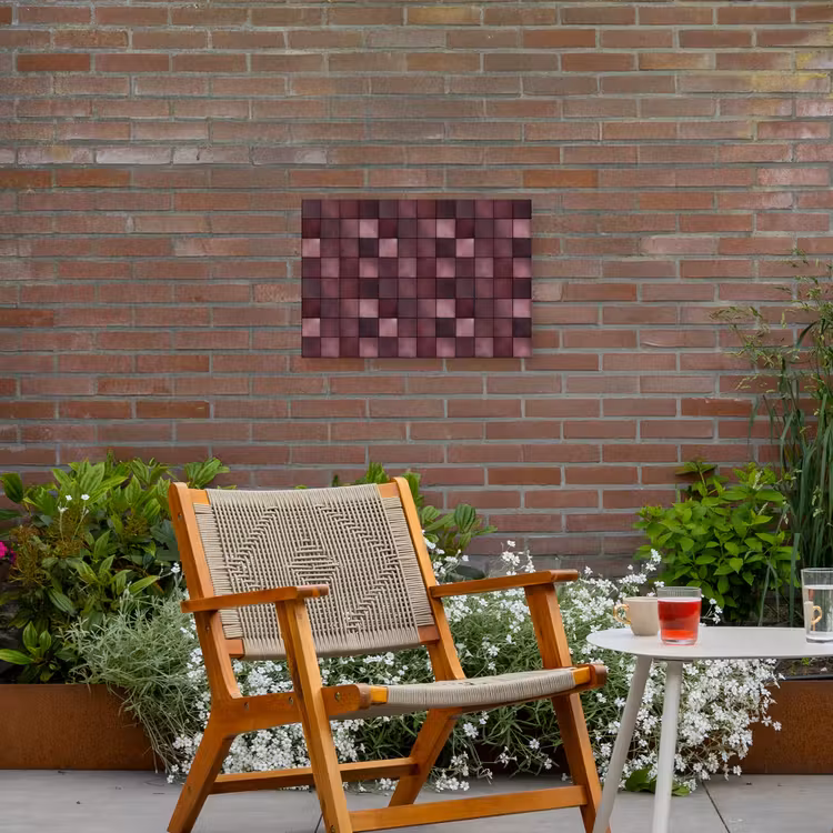 Vierkant - Tegel - Patroon - Paars Tuinposter op houten frame 2 cm dik klein 845 -sfeer3