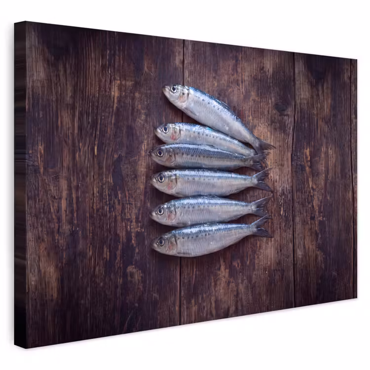 Buiten canvas - Vis - Hout - Eten - Vis - Hout - Eten Tuinposter op houten frame 2 cm dik klein