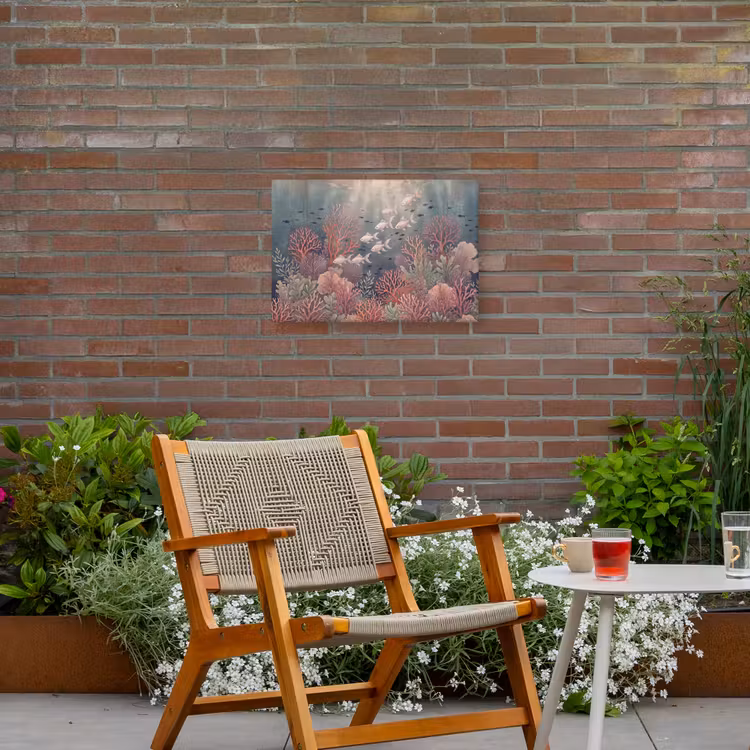 Vis - Koraal - Onderwater - Illustratie - Vintage Tuinposter op houten frame 2 cm dik klein -sfeer3