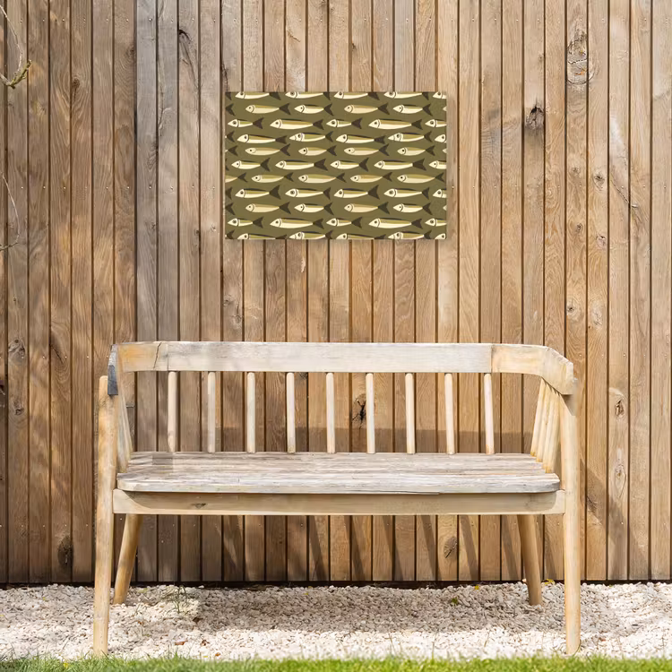 Vis - Patroon - Groen Tuinposter op houten frame 2 cm dik klein 845 -sfeer4