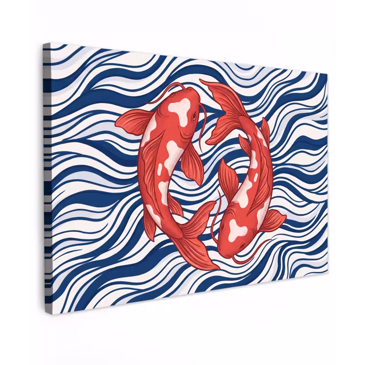Vis - Water - Natuur - Illustratie - Rood Tuinposter op houten frame 2 cm dik klein -3d