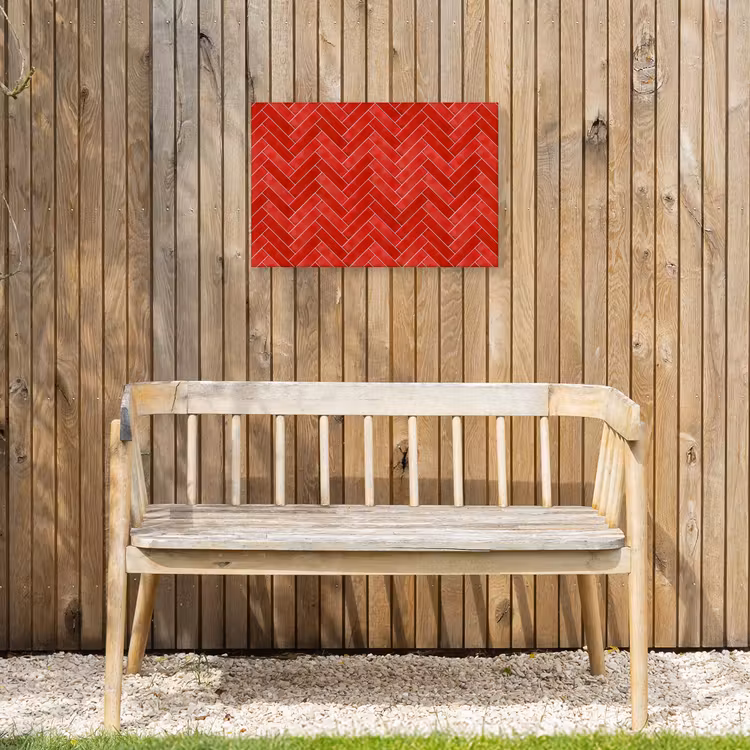 Visgraat - Tegel - Rood Tuinposter op houten frame 2 cm dik klein 845 -sfeer4