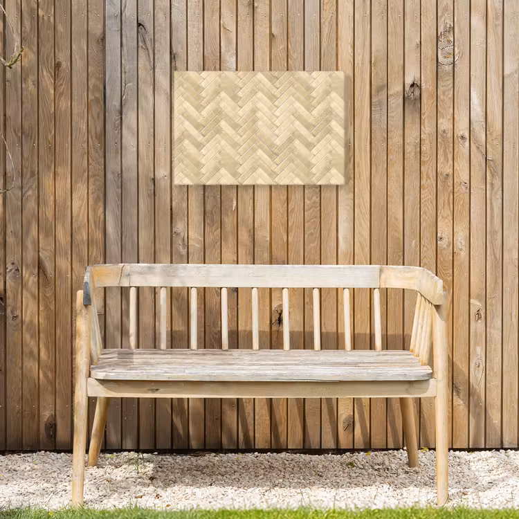 Visgraat - Tegel - Zand Tuinposter op houten frame 2 cm dik klein 845 -sfeer4