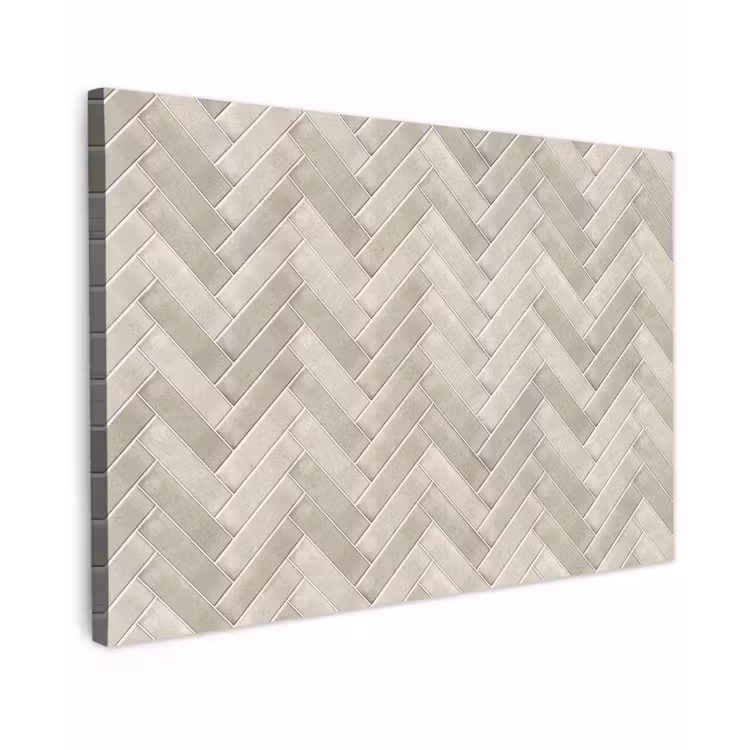 Visgraat - Wandtegel - Beige Tuinposter op houten frame 2 cm dik klein 845 -3d
