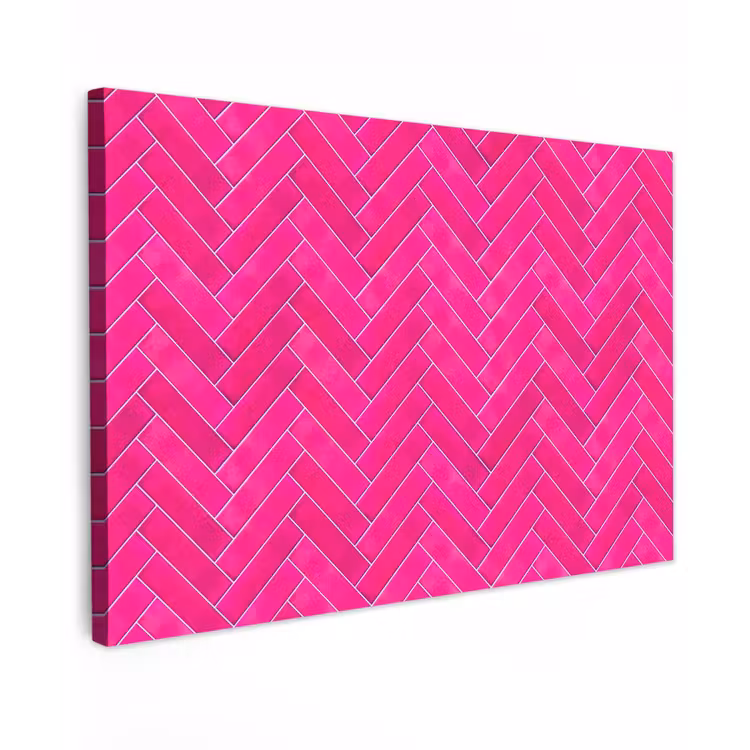Visgraat - Wandtegel - Fuchsia - Roze Tuinposter op houten frame 2 cm dik klein 845 -3d