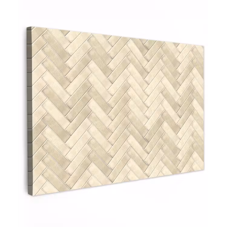Visgraat - Wandtegel - Licht Beige Tuinposter op houten frame 2 cm dik klein 845 -3d