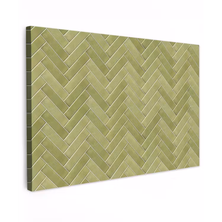 Visgraat - Wandtegel - Olijfgroen Tuinposter op houten frame 2 cm dik klein 845 -3d